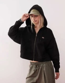 Dickies Oakport Zip Hoodie In Black For Women
