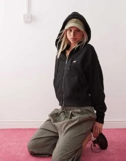 Dickies Oakport Zip Hoodie In Black For Women -Dickies Shop 204468137 3
