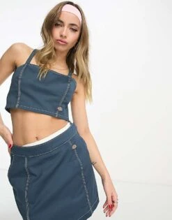 Dickies Whitford Bralette Crop Top In Blue For Women Air Force Blue