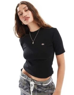Dickies Marysville Ribbed T-shirt In Black For Women -Dickies Shop 205035975 1 black 1