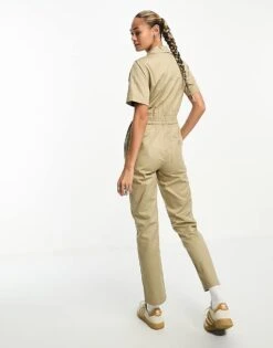 Dickies Vale Coverall Short Sleeve Jumpsuit In Khaki For Women -Dickies Shop 205036288 3