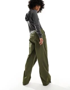 Dickies Jackson Cargo Trousers In Dark Khaki For Women Military Gr -Dickies Shop 205917898 2