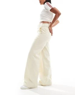 Dickies Wide Leg Work Trousers In Cream For Women Whitecap Gray