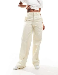 Dickies Wide Leg Work Trousers In Cream For Women Whitecap Gray -Dickies Shop 205918400 3
