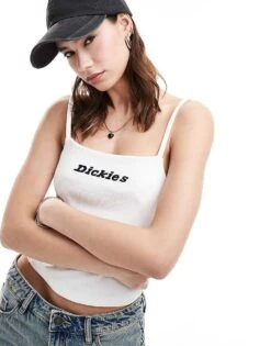 Dickies Enterprise Ribbed Cami Top In White For Women