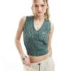 Dickies Ingalls Knitted Vest In Dark Green For Women Dark Forest -Dickies Shop 205919081 1 darkforest