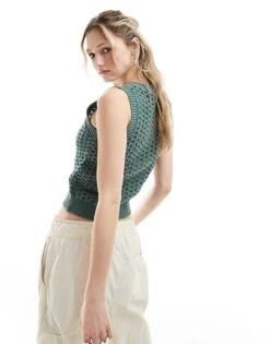 Dickies Ingalls Knitted Vest In Dark Green For Women Dark Forest -Dickies Shop 205919081 4