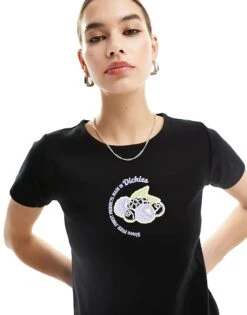 Dickies Altoona Baby Tee With Central Fruit Graphic In Black For Women