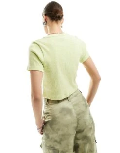 Dickies Emphoria Short Sleeve Ribbed Cardigan In Pale Green For Women -Dickies Shop 205919398 4