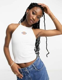 Dickies Chain Lake Vest In White For Women