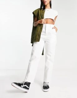 Dickies Phoenix Cropped Trousers In White For Women