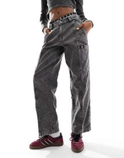 Dickies Newington Washed Trousers With Pocket Detailing In Black For Women Acid Wash Black -Dickies Shop 205919740 4