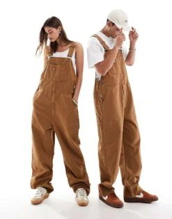 Dickies Duck Canvas Dungarees In Tan For Unisex Sw Brown Duck