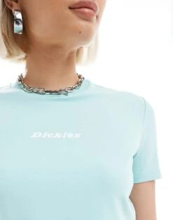 Dickies Valley Falls Cropped Baby Tee In Blue For Unisex Pastel Turquoise -Dickies Shop 206049371 4