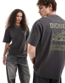 Dickies Graphic Airplane Back Print T-shirt In Black For Unisex