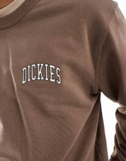 Dickies Aitken Left Chest Logo Sweatshirt In Brown And Off White For Unisex -Dickies Shop 206606514 4