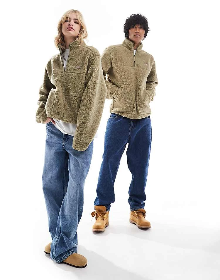 Dickies Mount Hope Quarter Zip Fleece In Khaki Green For Unisex Mid Green 4 Dickies Mount Hope Quarter Zip Fleece In Khaki Green For Unisex Mid Green - Image 3