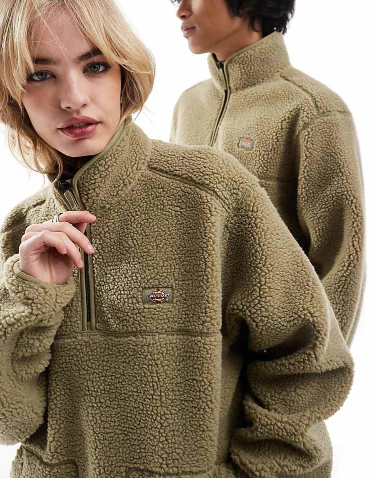 Dickies Mount Hope Quarter Zip Fleece In Khaki Green For Unisex Mid Green 5 Dickies Mount Hope Quarter Zip Fleece In Khaki Green For Unisex Mid Green - Image 4