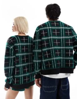 Dickies Knitted Plaid Cardigan In Black And Green For Unisex 10 Dickies Knitted Plaid Cardigan In Black And Green For Unisex -Dickies Shop 206606792 4