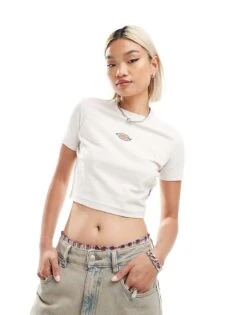 Dickies Maple Valley Cropped T-shirt In Off White For Women