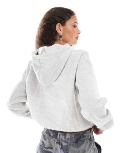 Dickies Seasonal Quarter Zip Hooded Jumper In Light Grey For Women -Dickies Shop 206672354 4