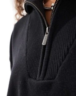 Dickies Seasonal Oversized Quarter Zip Knitted Jumper In Black For Women -Dickies Shop 206672396 3