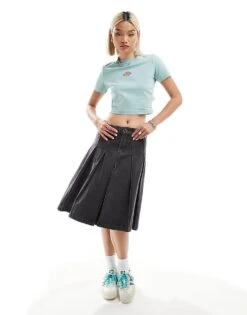 Dickies Maple Valley Cropped T-shirt In Blue For Women Mid Blue -Dickies Shop 206672424 3