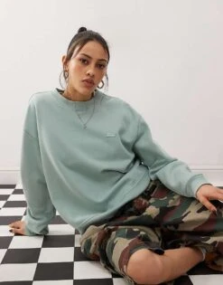 Dickies Sweatshirt With Tonal Logo In Blue For Women Mid Blue -Dickies Shop 206672452 4