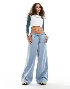 Dickies Sodaville Long Sleeve Top In Green And White For Women -Dickies Shop 206672536 3