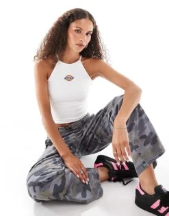 Dickies Chain Lake Vest In White- Exclusive To Asos For Women