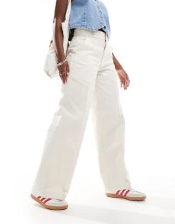 Dickies Grove Hill Wide Leg Trousers In Off White- Exclusive To Asos For Women -Dickies Shop 206695264 2