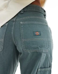 Dickies Loose Straight Carpenter Trousers In Dark Green For Women Mid Green -Dickies Shop 206695287 3