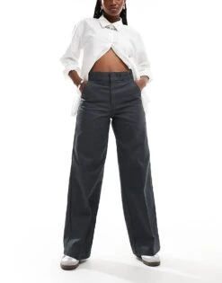 Dickies Grove Hill Wide Leg Trousers In Dark Grey- Exclusive To Asos For Women -Dickies Shop 206695324 1 grey 1
