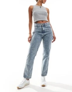 Dickies Ellendale Straight Fit Denim Jeans In Blue Marble Wash For Women Mid Blue -Dickies Shop 206695331 1 midblue 1