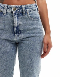 Dickies Ellendale Straight Fit Denim Jeans In Blue Marble Wash For Women Mid Blue -Dickies Shop 206695331 5