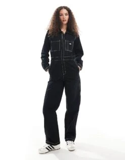 Dickies Vale Coverall Long Sleeved Jumpsuit In Black For Women