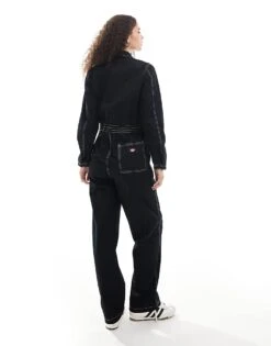 Dickies Vale Coverall Long Sleeved Jumpsuit In Black For Women -Dickies Shop 206695848 4