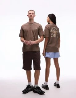 Dickies Pizza Graphic Back Print T-shirt In Brown- Exclusive To ASOS For Unisex