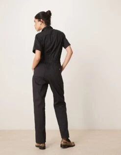 Dickies Short Sleeve Jumpsuit In Black For Women -Dickies Shop 207722450 3