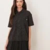 Dickies Service Stripe Short Sleeve Oversized Shirt In Black For Women -Dickies Shop 207722475 1 black