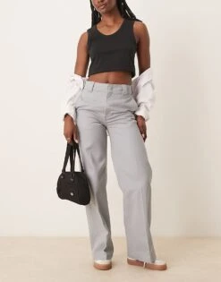 Dickies Wide Leg Trousers In Light Grey For Women