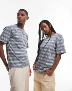 Dickies Lewistown Striped T-shirt In Mid Blue And Off White For Unisex