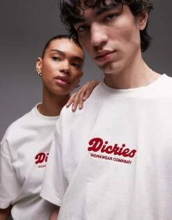Dickies Lewistown Embroidered Central Logo T-shirt In Off White For Unisex -Dickies Shop 207973635 3