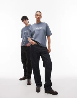 Dickies Lewistown Embroidered Central Logo T-shirt In Mid Blue For Unisex